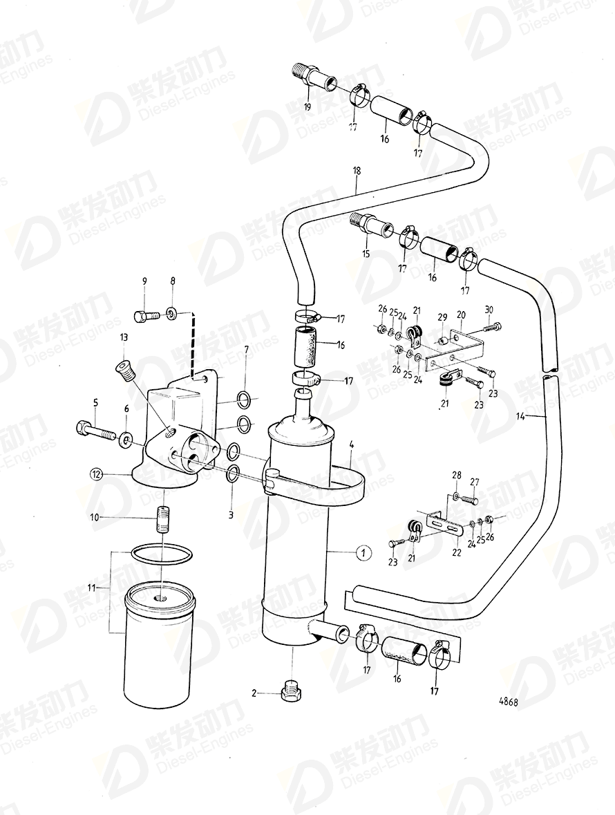 volvo penta Coolant pipe 843883 Drawing volvo penta Coolant pipe 843883 Drawing